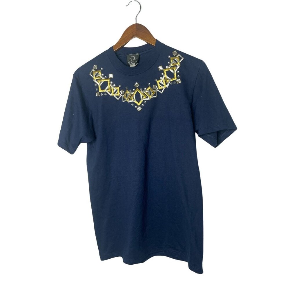 Vintage 80s 90s Gantos T-shirt embroidered‎ bling sz small womens